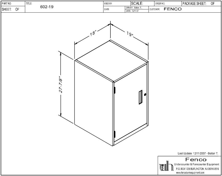 Fenco F-602 Lowboy Pedestal Unit with Locking Cupboard Door Drawing