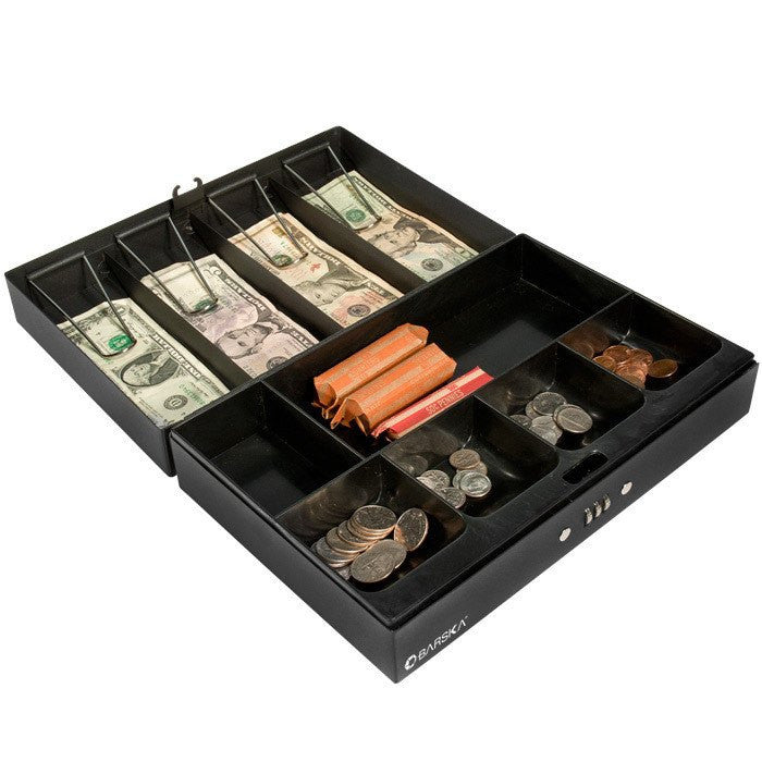 Barska CB11794 17" Cash Box With 6 Compartment Tray