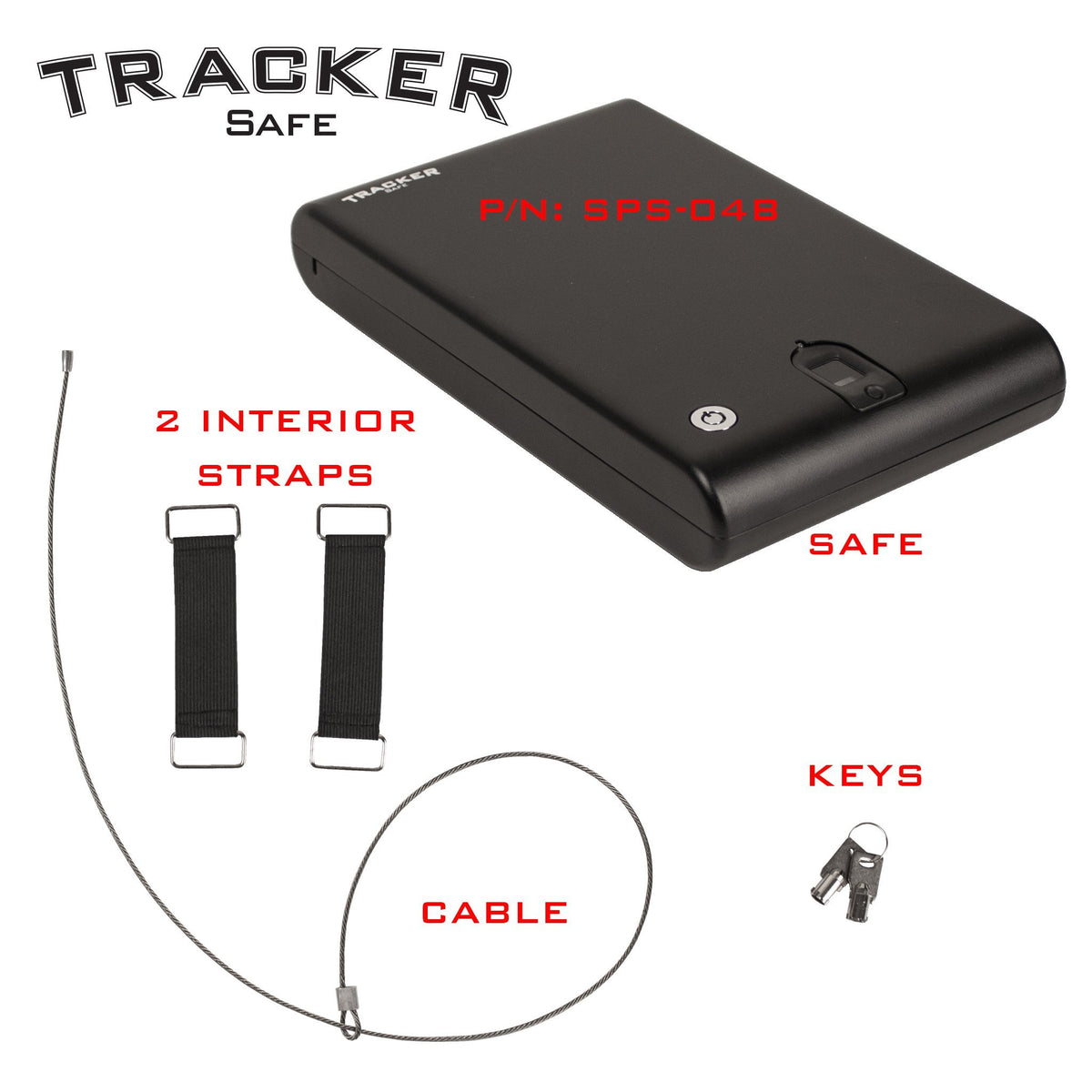 Tracker SPS-04B Small Pistol Safe With Biometric Lock Accessories