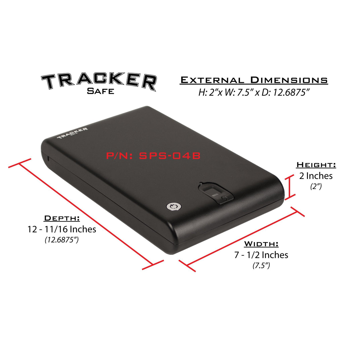  Tracker SPS-04B Small Pistol Safe With Biometric Lock Outside Dimensions