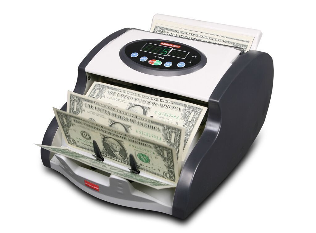 Coin And Currency Counters - Semacon S-1015 Mini Table Top Compact Currency Counter (UV CF)