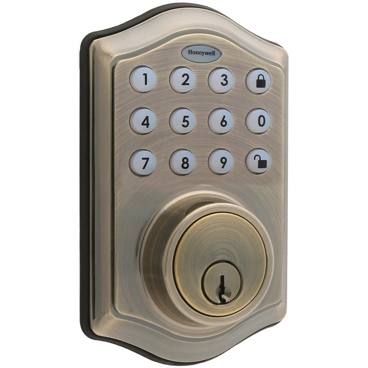 Honeywell 8712109 Electronic Deadbolt Door Lock with Keypad in Antique Brass