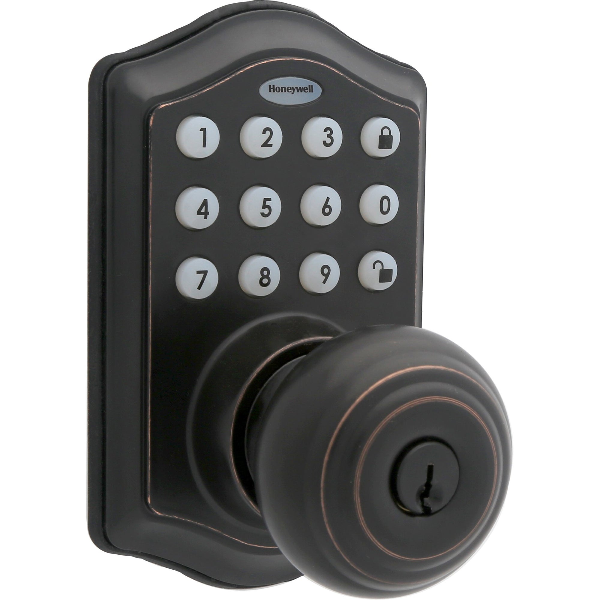 Honeywell 8732401 Electronic Entry Knob Door Lock with Keypad Oil Rubbed Bronze