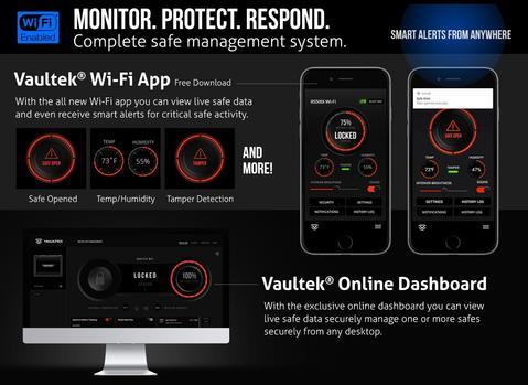 Vaultek RS500i WIFI Biometric Smart Rifle Safe Showing App Features