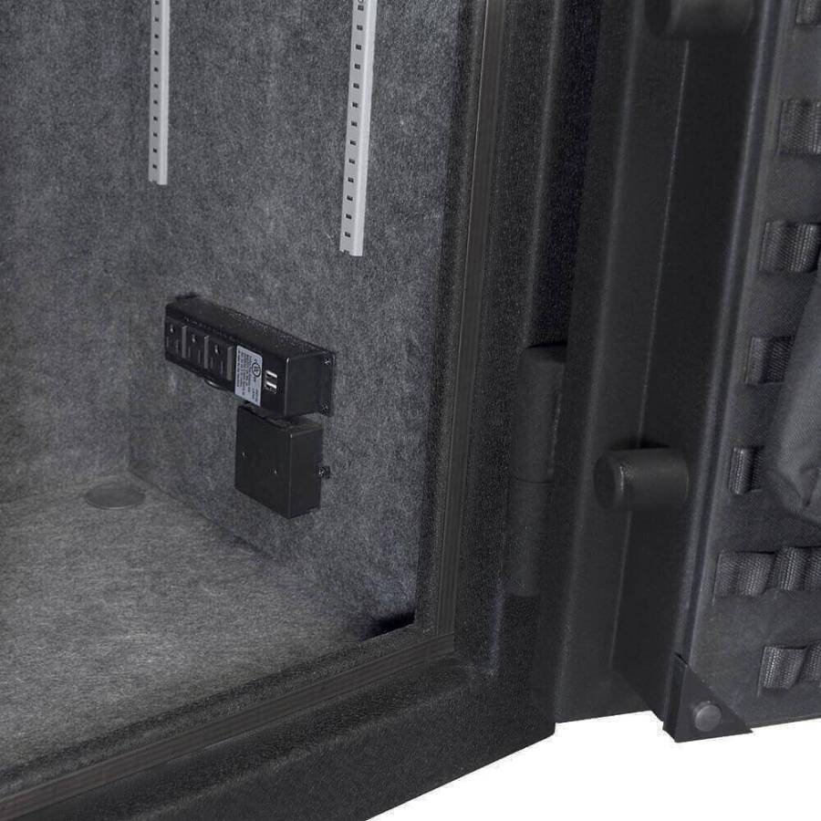 Stealth UL28 UL RSC Gun Safe - 28 Gun Capacity Door Open vs Closed Power Outlet Kit