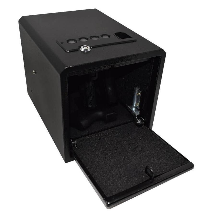 Stealth Biometric Handgun Hanger Safe with Biometric Scanner Door Open