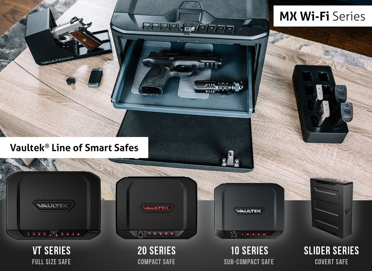 Handgun And Pistol Safes - Vaultek MXi-WiFi Large Capacity Rugged WiFi Smart Safe With Biometric Lock