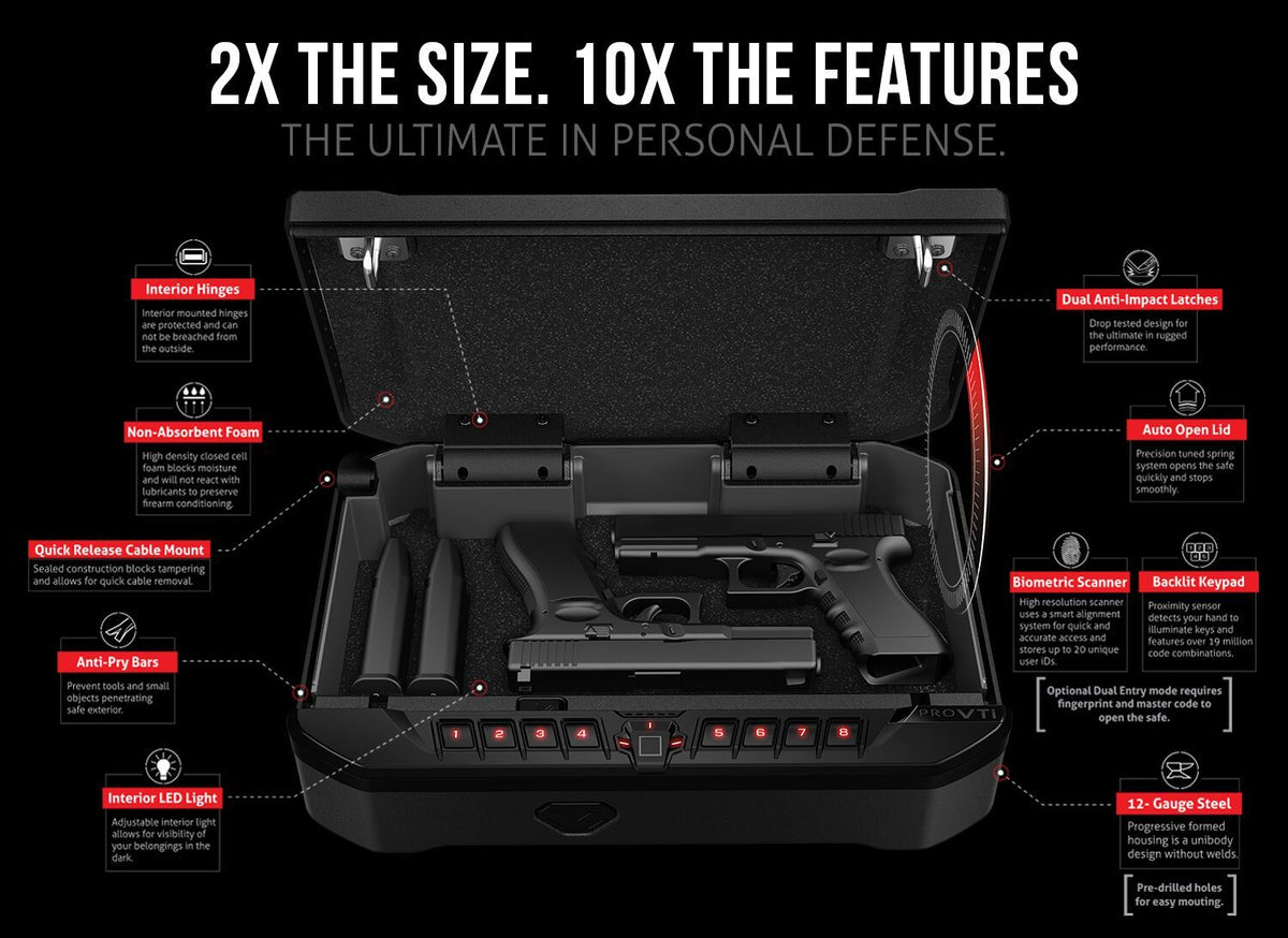 Handgun And Pistol Safes - Vaultek Pro VTi Full-Size Rugged Biometric Bluetooth Smart Safe