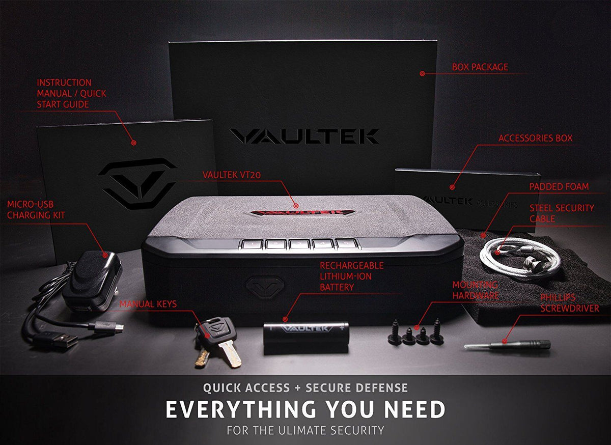 Handgun And Pistol Safes - Vaultek VT20 Rugged Bluetooth Smart Safe