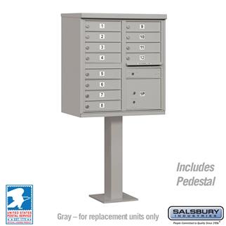 Mailboxes - Salsbury Cluster Box Unit (Includes Pedestal) - 12 A Size Doors - Type II - USPS Access