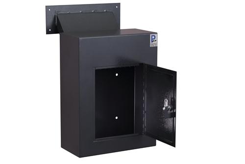 Through The Wall Depository Safe - Protex WDC-160-Black Wall-Mount Locking Drop Box With Chute