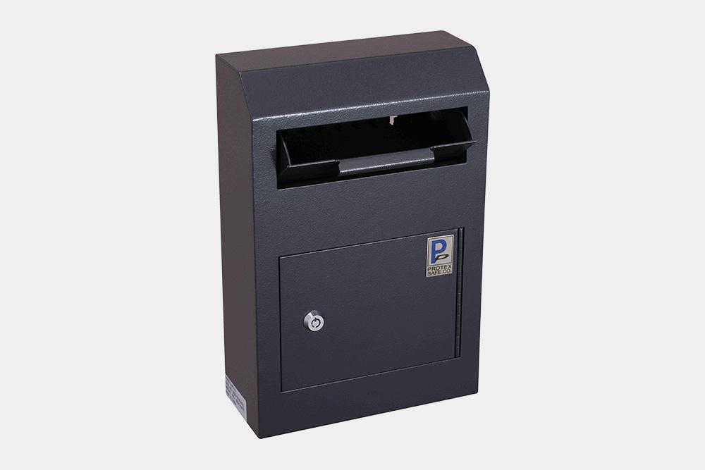Protex WDS-150 Wall-Mount Locking Payment Drop Box Side View Black