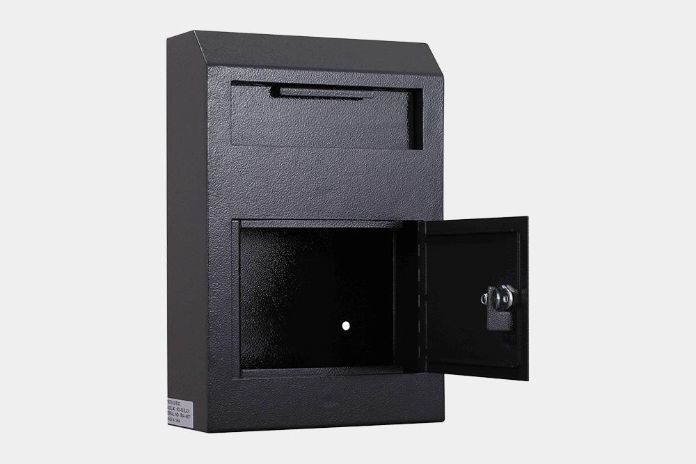 Protex WDS-150 Wall Mount Locking Payment Drop Box Black with Door Open